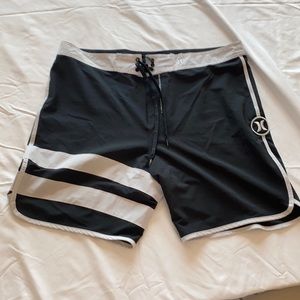 Men’s black and white Hurley swim shorts